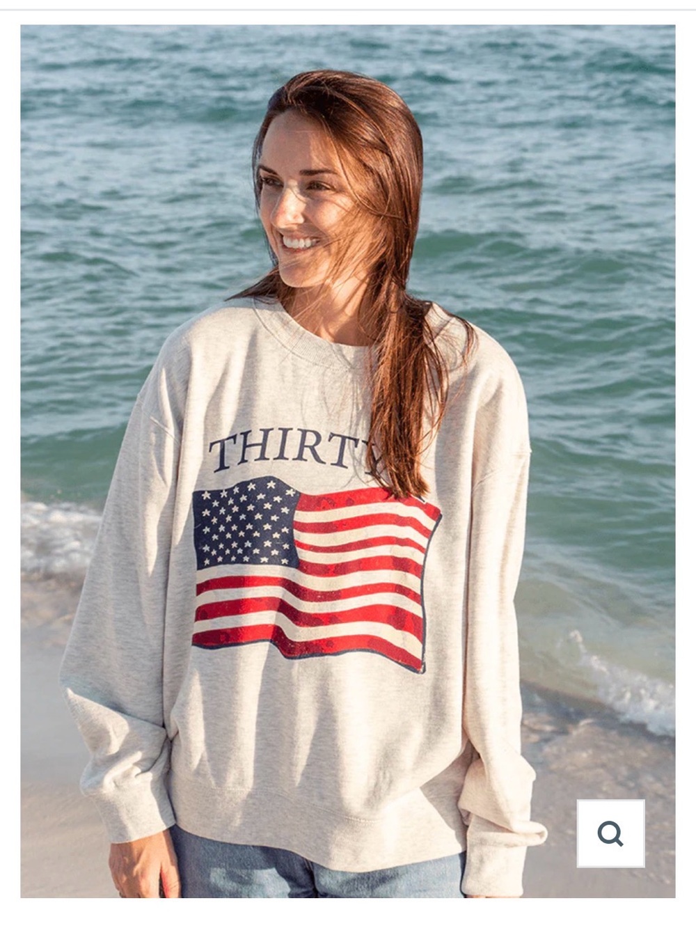 NWOT THIRTY-A AMERICAN FLAG OLD SCHOOL CREW CHICKAD SWEATSHIRT